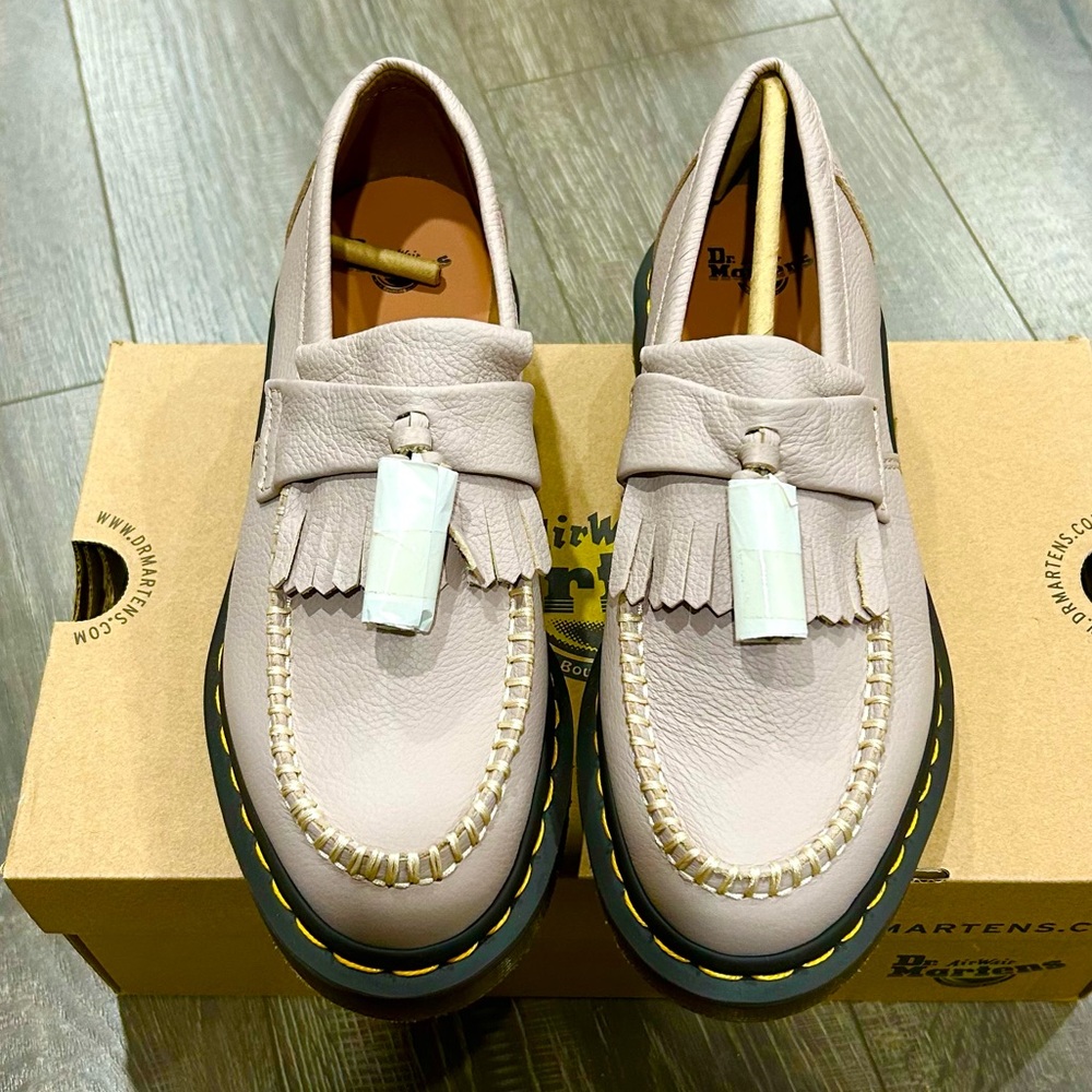 DR. MARTENS  Adrian Virginia Leather Tassel Loafers -taupe - Picture 2 of 5